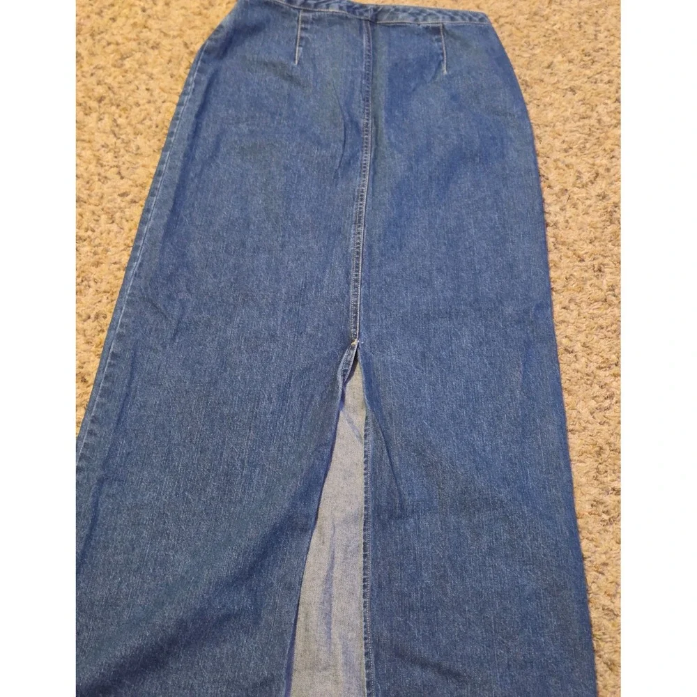 Eddie Bauer Denim Maxi Skirt Women's Size 4 Blue Back Split